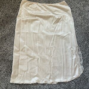 Cream Asymmetrical Knee-length Slip Skirt
